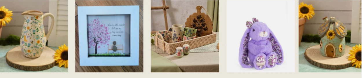 A colourful selection of gifts and Jellycat-style soft toys